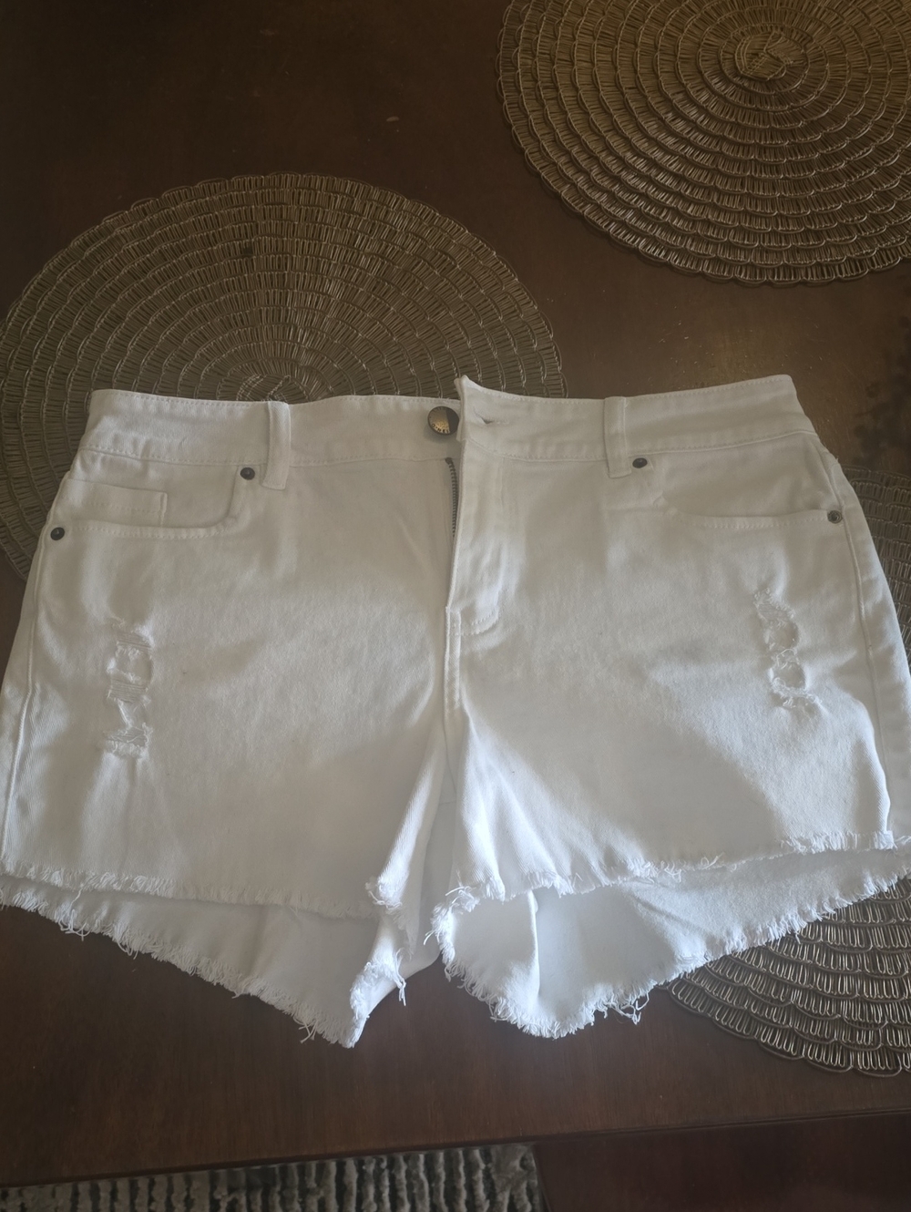O'Neill White Frayed Hem Denim Shorts